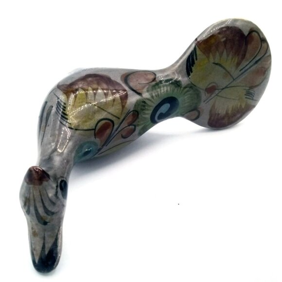 Tonala Bird Hand Painted Mexican Pottery Vintage Folk Art 4.25 Inch Clay 1960s - Picture 16 of 16